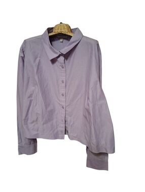 Woman Within Lavender Button Slightly Cropped Blouse Ladies Plus Size 2X Coastal